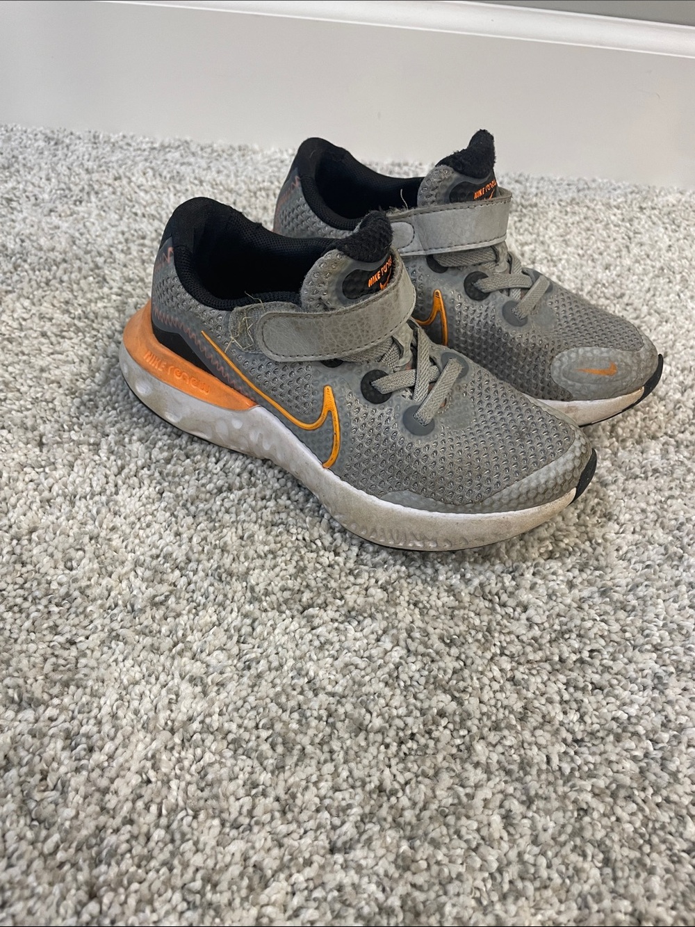 Nike Kids Gray and Orange Lightweight Sneakers